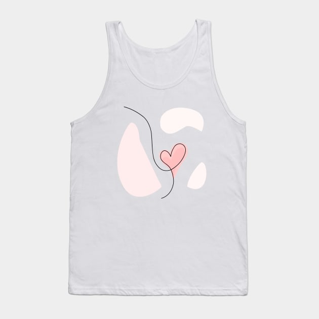 Heart One Line Art - Abstract Heart Single Line - Heart Continuous Line Tank Top by Tilila